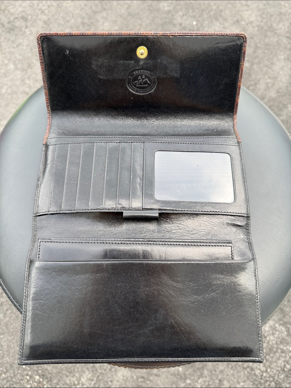 Brahmin Black Leather Clutch Wallet with Gold Snap - Picture 2 of 6